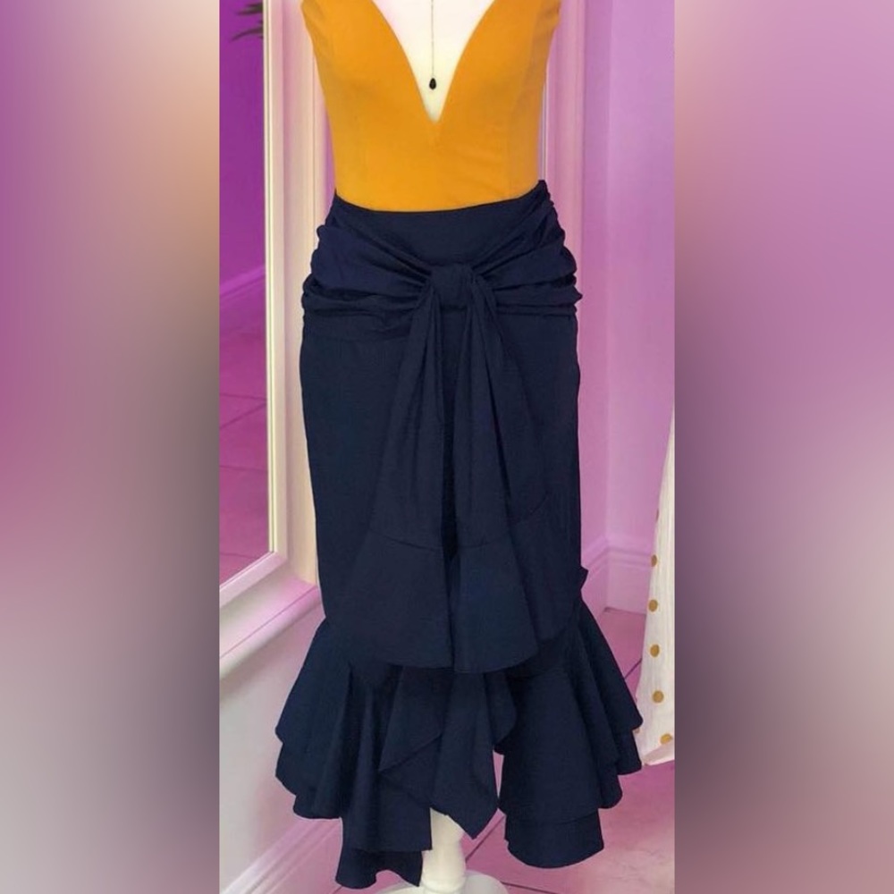 Aves high-low blue skirt